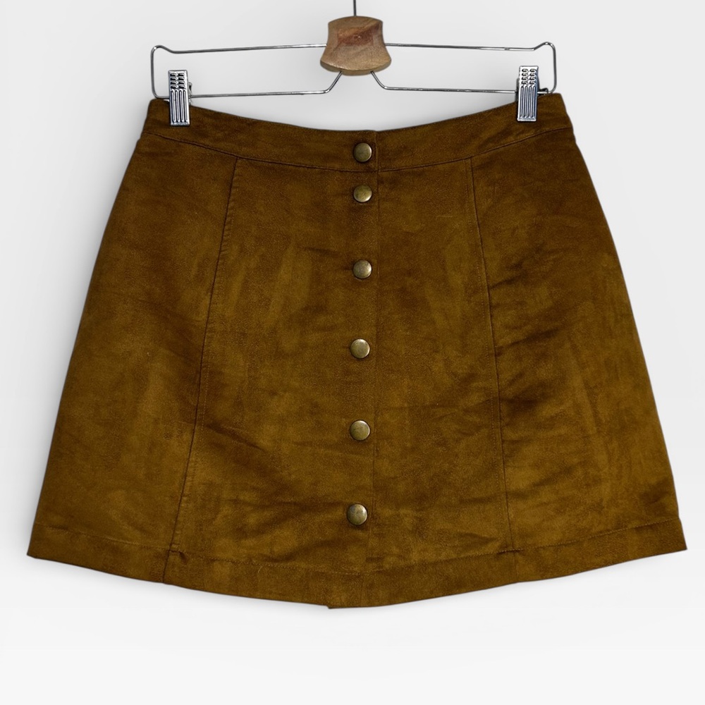 5 for $25🔥Old Navy‎ Vegan Suede Tan Mini Skirt Size 4 - Picture 1 of 6